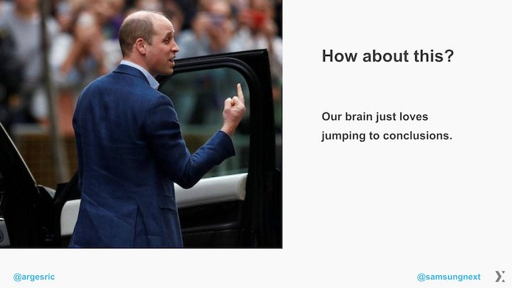 Prince William, middle finger to the crowd